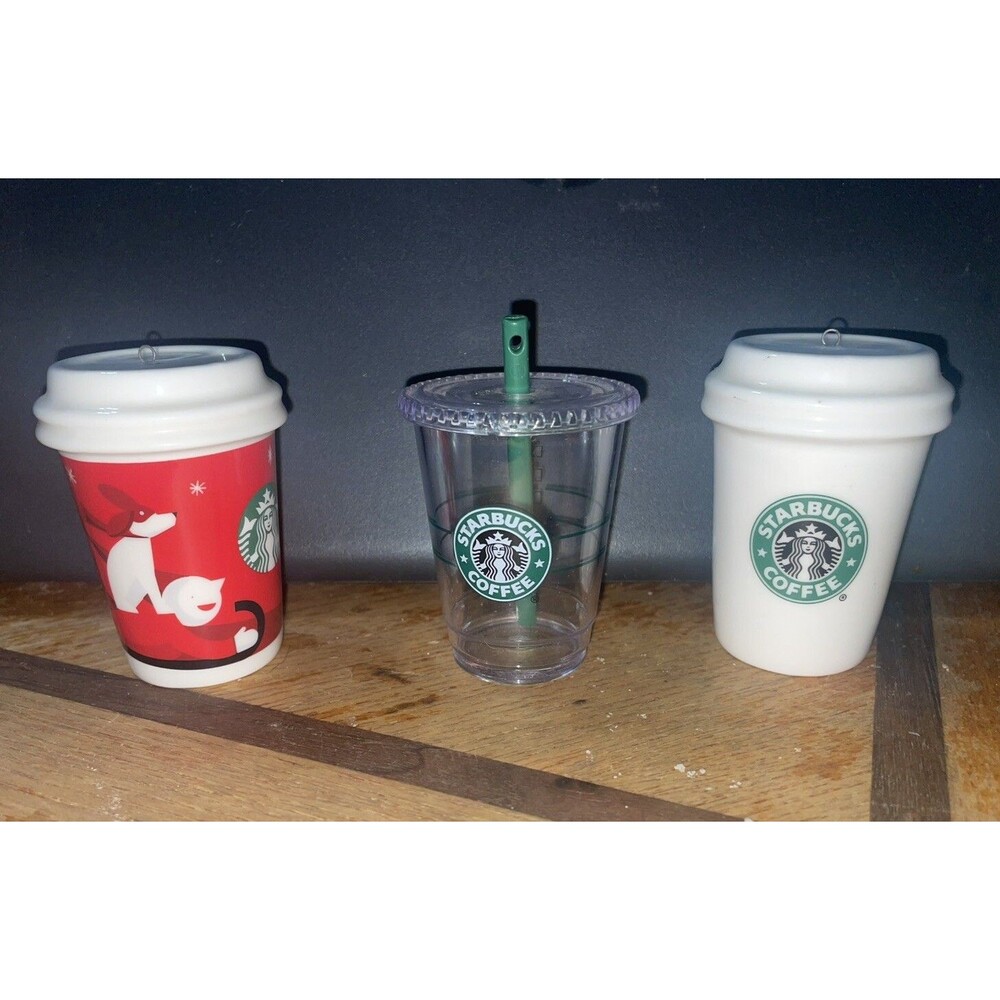 Starbucks Lot of 3 Holiday Coffee Cups Clear Cold Cup